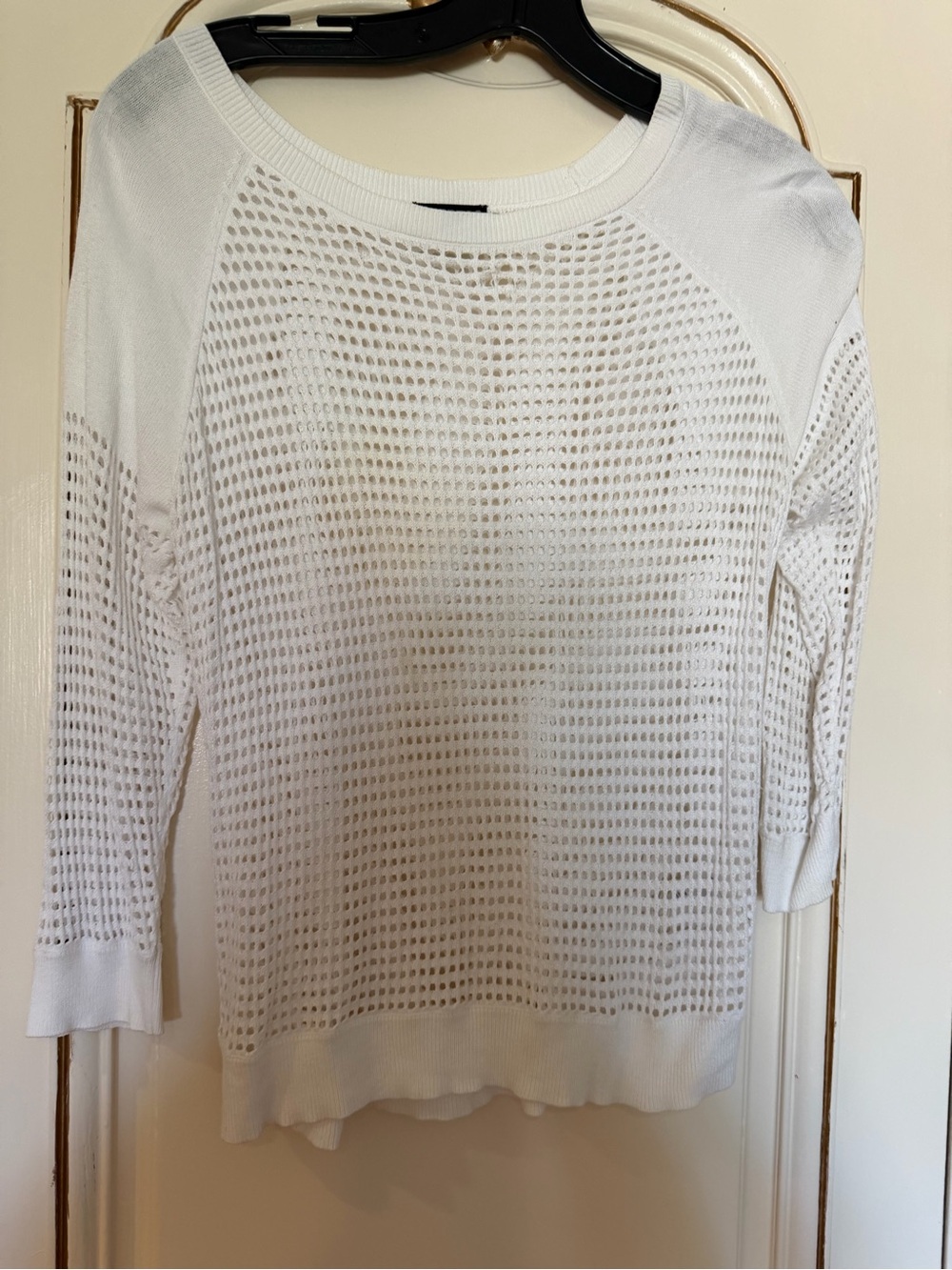 Express White Open-Weave Crewneck Sweater